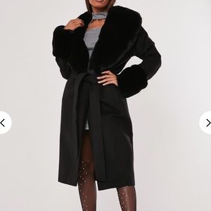 faux fur collar and cuff coat ( new without tag)!